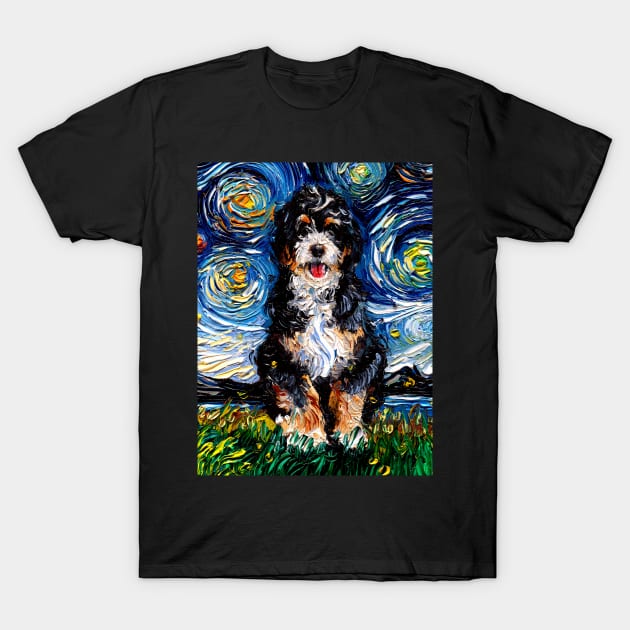 Bernedoodle Night T-Shirt by sagittariusgallery